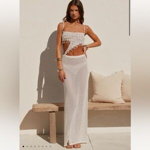 Shellbound Crochet Maxi Dress - Ivory XS/S